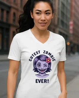 T-shirt Col V Cutest Zombie Ever!